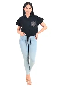 Trendy Women Cotton Crop Top or shirt in Black Color-thumb4