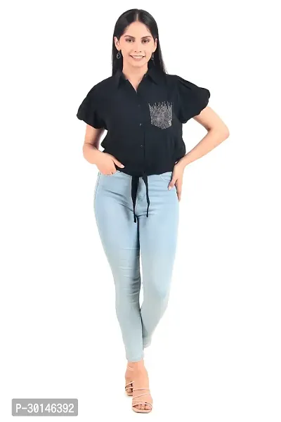 Trendy Women Cotton Crop Top or shirt in Black Color-thumb5