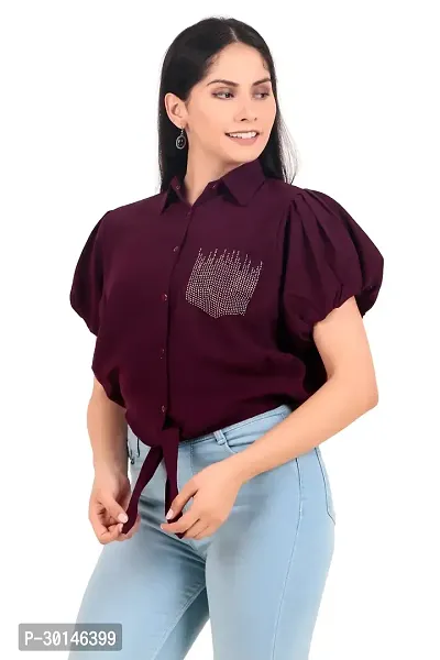 Trendy Women Cotton Party Wear Crop Top or shirt in Purple Color-thumb0