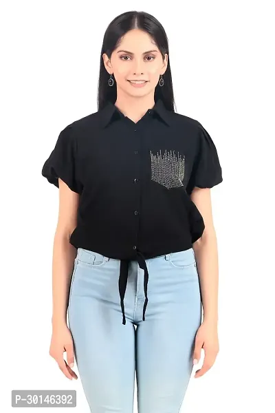 Trendy Women Cotton Crop Top or shirt in Black Color