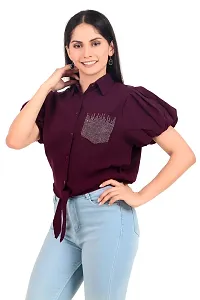 Trendy Women Cotton Party Wear Crop Top or shirt in Purple Color-thumb4