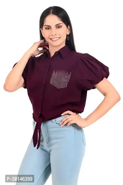 Trendy Women Cotton Party Wear Crop Top or shirt in Purple Color-thumb5