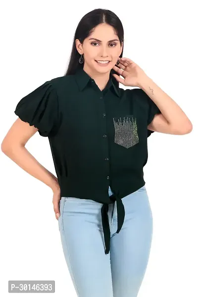 Casual and Party Wear shirt or crop Top for Women in Green Color