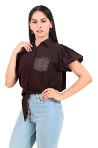 Western Wear Casual Crop Top or shirt for Women in Brown Color-thumb2