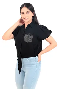 Trendy Women Cotton Crop Top or shirt in Black Color-thumb2