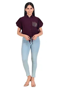 Trendy Women Cotton Party Wear Crop Top or shirt in Purple Color-thumb2