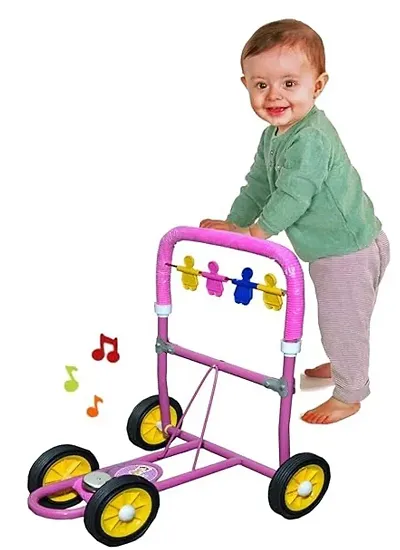 Symeta Pink Color Baby Activity Walker for 6 Months Baby to 18 Months Baby First Step Learner Musical Stroller Toy for Baby Girls and Baby Boy gadula