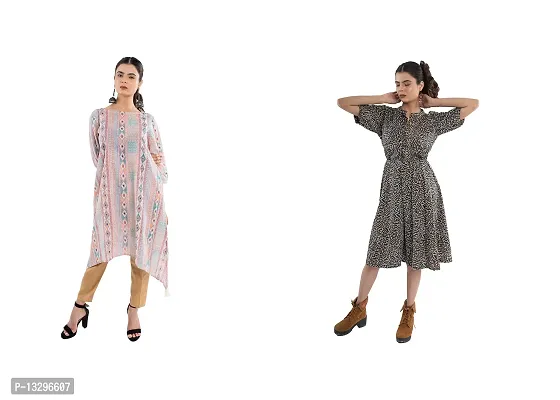 Pretty Sensational Cotton Printed Dresses For Women- Pack Of 2