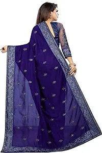 Visena Fab Women's Net saree (Blue)-thumb1
