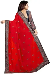 Visena Fab Women's Net saree (RED)-thumb1