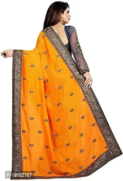 Visena Fab Women's Net saree (Orange)-thumb2