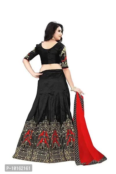 Visena Fab Women's Art Silk Lehenga Choli (Black, Free Size)-thumb2