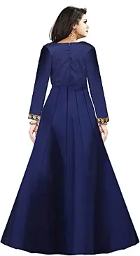 Visena Fab Women's Taffeta Silk Semi Stitched Anarkali Gown (Blue)-thumb1