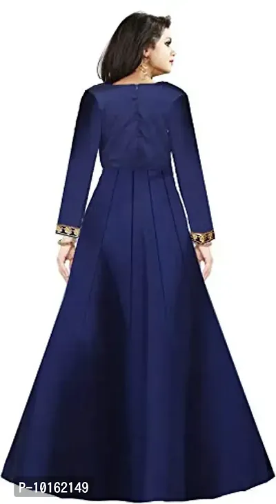 Visena Fab Women's Taffeta Silk Semi Stitched Anarkali Gown (Blue)-thumb2