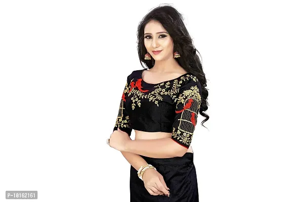 Visena Fab Women's Art Silk Lehenga Choli (Black, Free Size)-thumb5