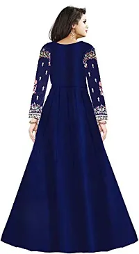 visena Fab Women's Taffeta Silk Semi Stitched Anarkali Gown(Blue)-thumb1