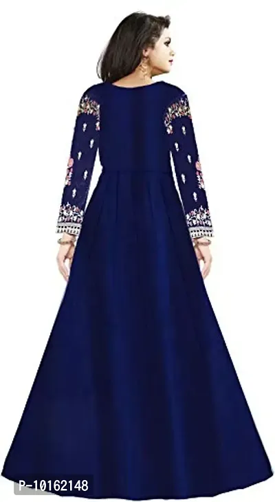 visena Fab Women's Taffeta Silk Semi Stitched Anarkali Gown(Blue)-thumb2
