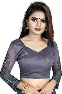 Visena Fab Women's Net saree (Rama)-thumb2