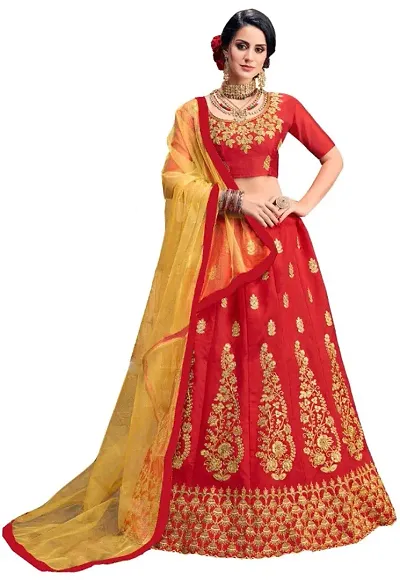 Stylish Net Embroidered Lehenga Choli Set For Women