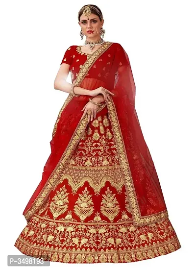 Stylish Taffeta Silk Embroidered Lehenga And Choli With Dupatta Set-thumb0