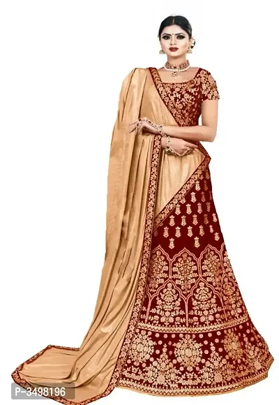 Stylish Taffeta Silk Embroidered Lehenga And Choli With Dupatta Set