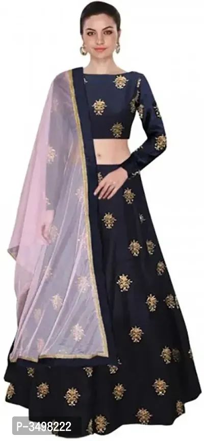 Stylish Taffeta Silk Embroidered Lehenga And Choli With Dupatta Set-thumb0