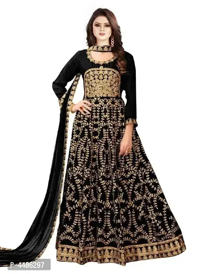 Stylish Taffeta Silk Heavy Embroidered Gown With Dupatta