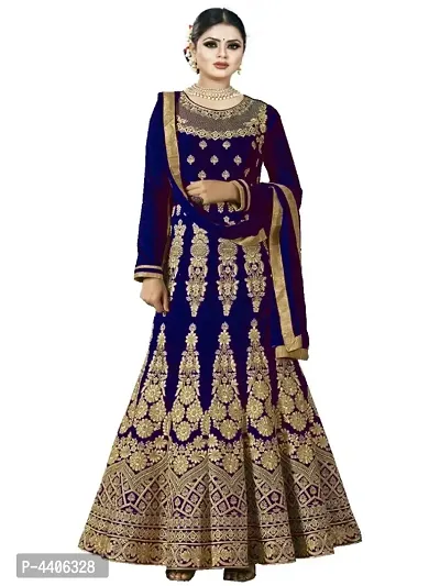 Stylish Taffeta Silk Heavy Embroidered Gown With Dupatta