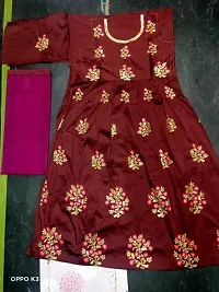 Stylish Taffeta Silk Heavy Embroidered Gown With Dupatta-thumb1