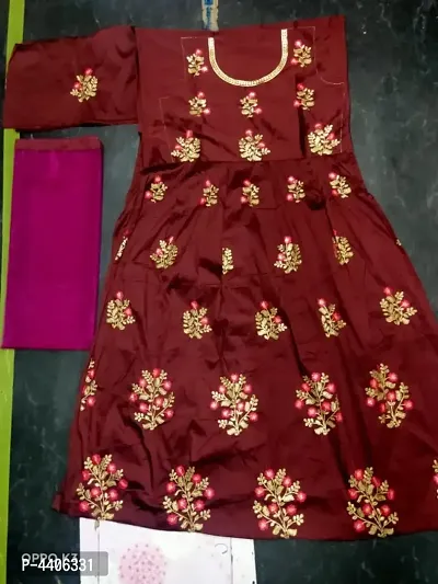 Stylish Taffeta Silk Heavy Embroidered Gown With Dupatta-thumb2