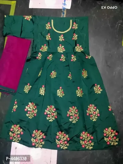 Stylish Taffeta Silk Heavy Embroidered Gown With Dupatta-thumb2