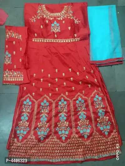 Stylish Taffeta Silk Heavy Embroidered Gown With Dupatta-thumb2