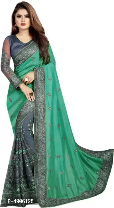 New Trendy Net Embroidered Saree with Blouse piece