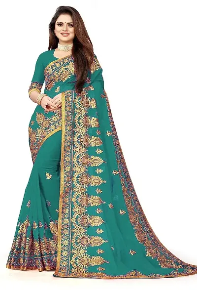 VISENA FAB Embroidered Bollywood Art Silk Saree