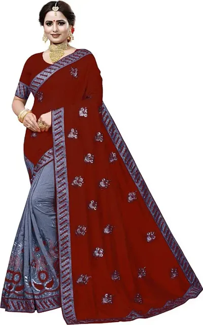 VISENA FAB Embroidered Bollywood Art Silk Saree