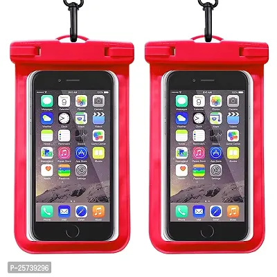 KOPILA Universal Waterproof Smartphone Protective Pouch Suitable for Pool,  Heavy Rain Suitable for All 7 Inches Smartphones (Set of-2,Red)