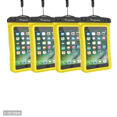 KOPILA Universal Waterproof Smartphone Protective Pouch Suitable for Pool,  Heavy Rain Suitable for All 7 Inches Smartphones (Set of-4,Yellow)