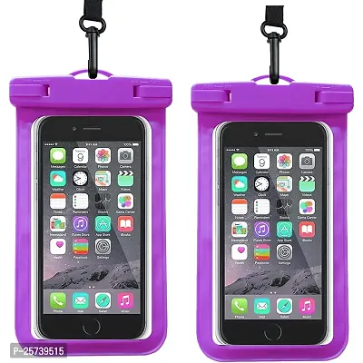KOPILA Universal Waterproof Smartphone Protective Pouch Suitable for Pool,  Heavy Rain Suitable for All 7 Inches Smartphones (Set of-2,Purple)-thumb0