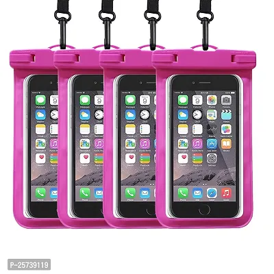 KOPILA Universal Waterproof Smartphone Protective Pouch Suitable for Pool,  Heavy Rain Suitable for All 7 Inches Smartphones (Set of-4,Pink)