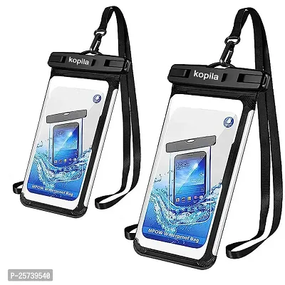 KOPILA Universal Waterproof Smartphone Protective Pouch Suitable for Pool,  Heavy Rain Suitable for All 7 Inches Smartphones (Set of-2,White)-thumb0