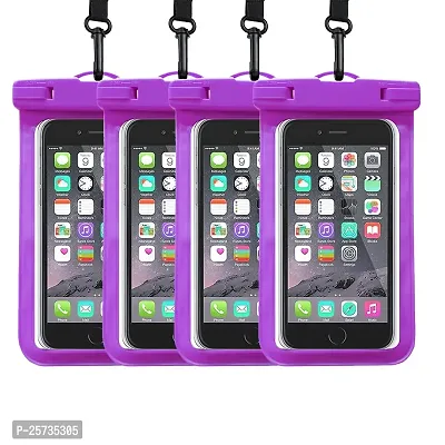 KOPILA Universal Waterproof Smartphone Protective Pouch Suitable for Pool,  Heavy Rain Suitable for All 7 Inches Smartphones (Set of-4,Purple)