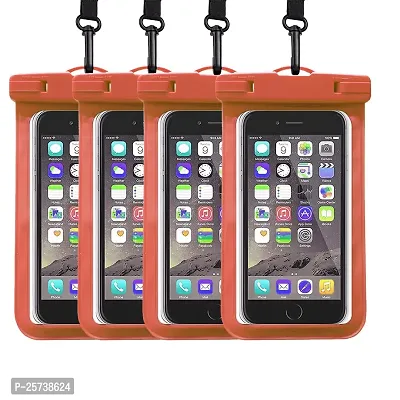 KOPILA Universal Waterproof Smartphone Protective Pouch Suitable for Pool,  Heavy Rain Suitable for All 7 Inches Smartphones (Set of-4,Orange)