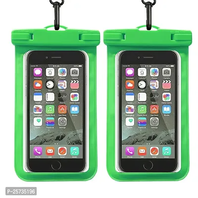 KOPILA Universal Waterproof Smartphone Protective Pouch Suitable for Pool,  Heavy Rain Suitable for All 7 Inches Smartphones (Set of-2,Green)-thumb0
