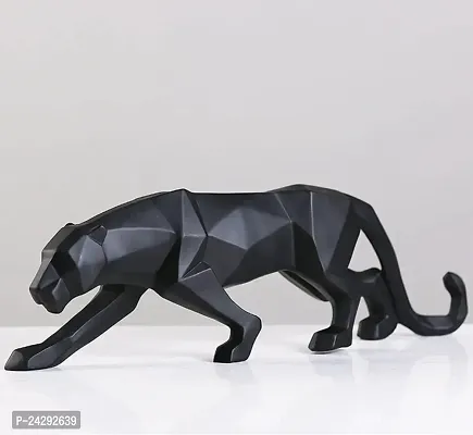 Modern Art Geometric Panther Statue, Black