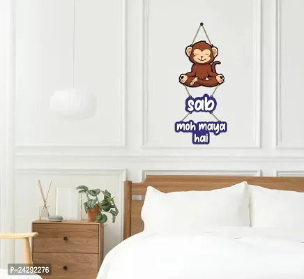 Sab Moh Maya Hai Funny- Monkey Wooden Wall Hanging