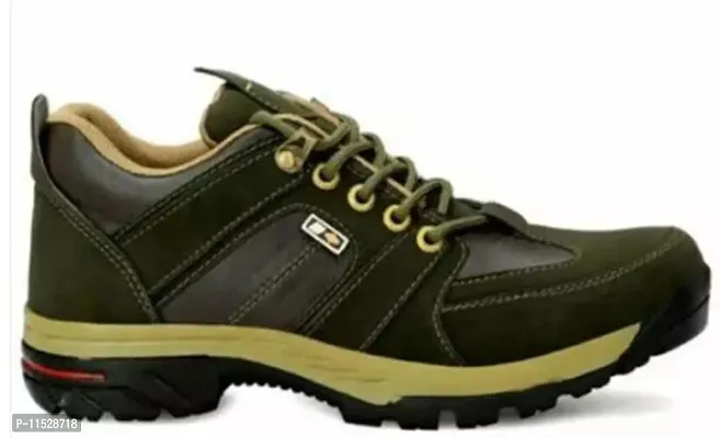Stylish Green Synthetic Leather Self Design Sports Shoes For Men-thumb0