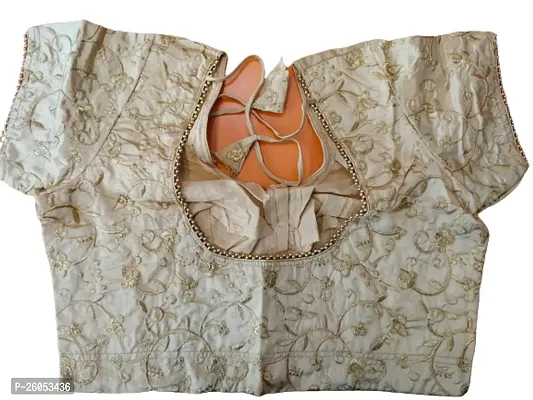Reliable Beige Silk Stitched Blouses For Women