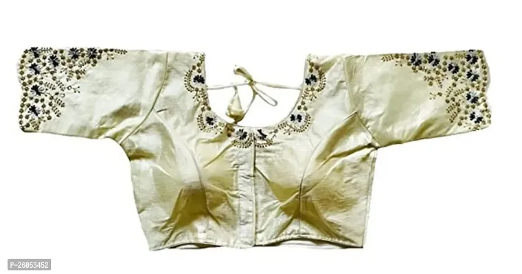 Reliable Beige Silk Stitched Blouses For Women-thumb0