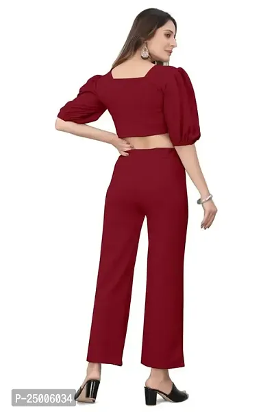 NANDINI FAB Women's Two Piece Top and plazzo set Short Jumpsuit Dress In Solid Colours (Maroon, S)-thumb3