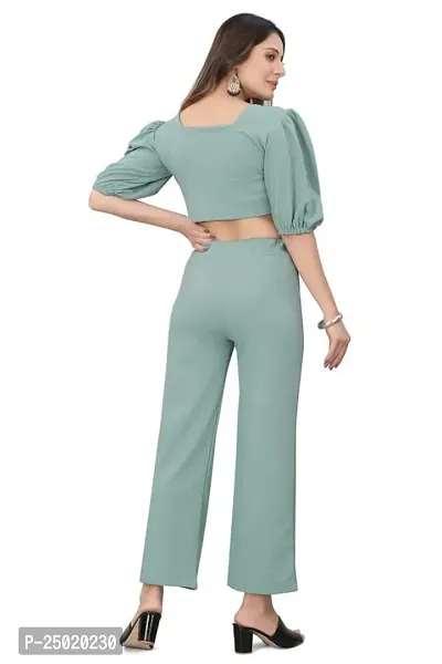 NANDINI FAB Women's Two Piece Top and plazzo set Short Jumpsuit Dress In Solid Colours (Mint Green, XL)-thumb3